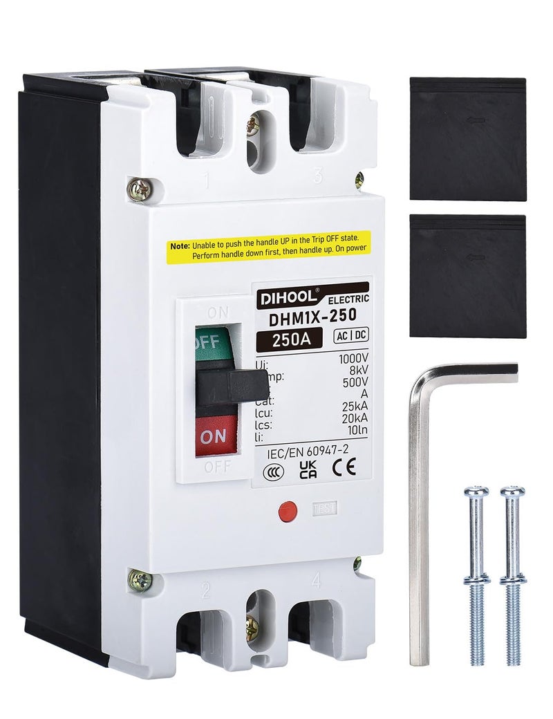 DIHOOL Battery DC Disconnect Switch, 250 Amp DC Breaker for Main Power Station Solar System, UPS - Image 1